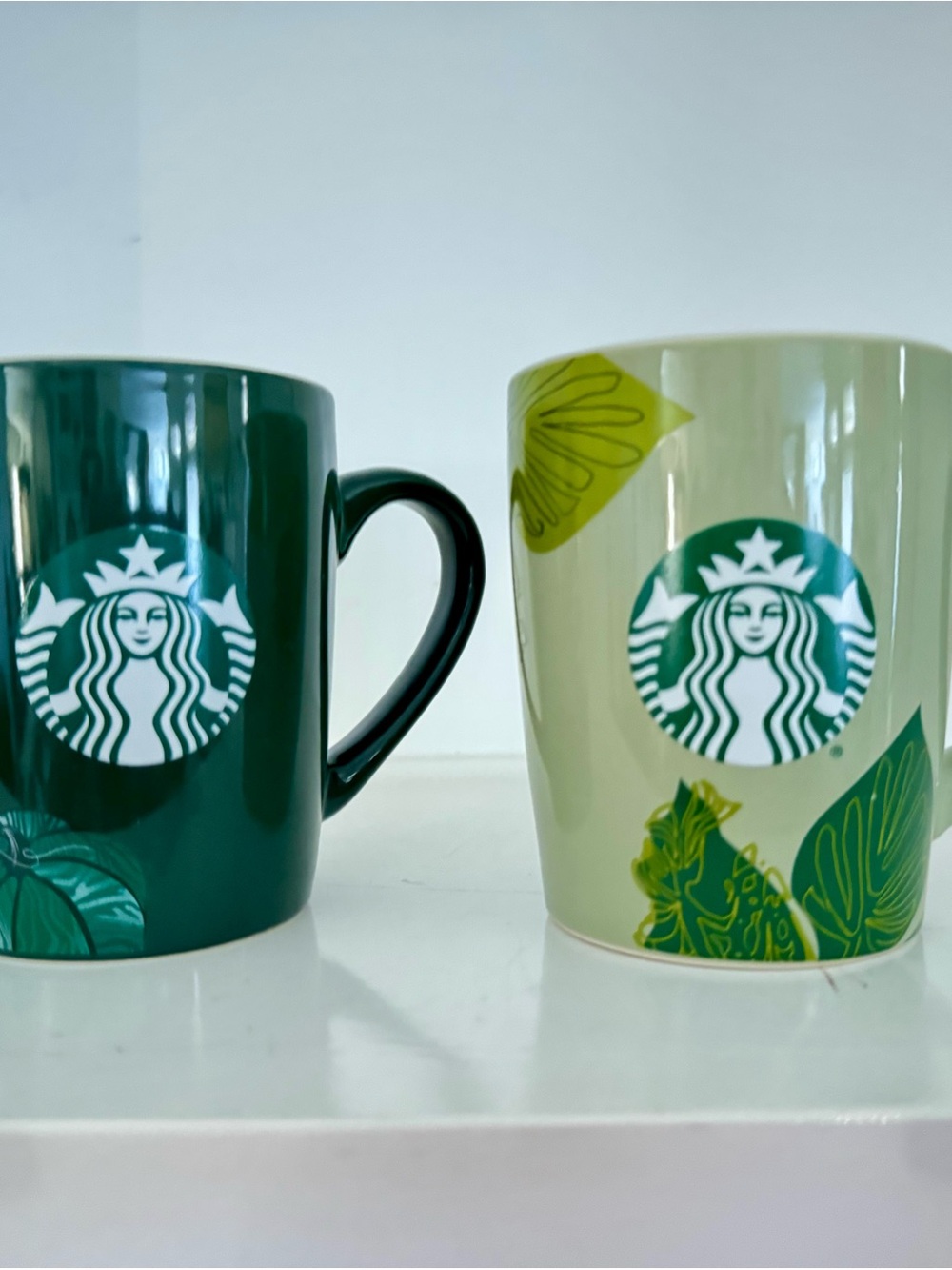 Starbucks Botanical Green Leaf Coffee Mug Set of 2 (10oz)